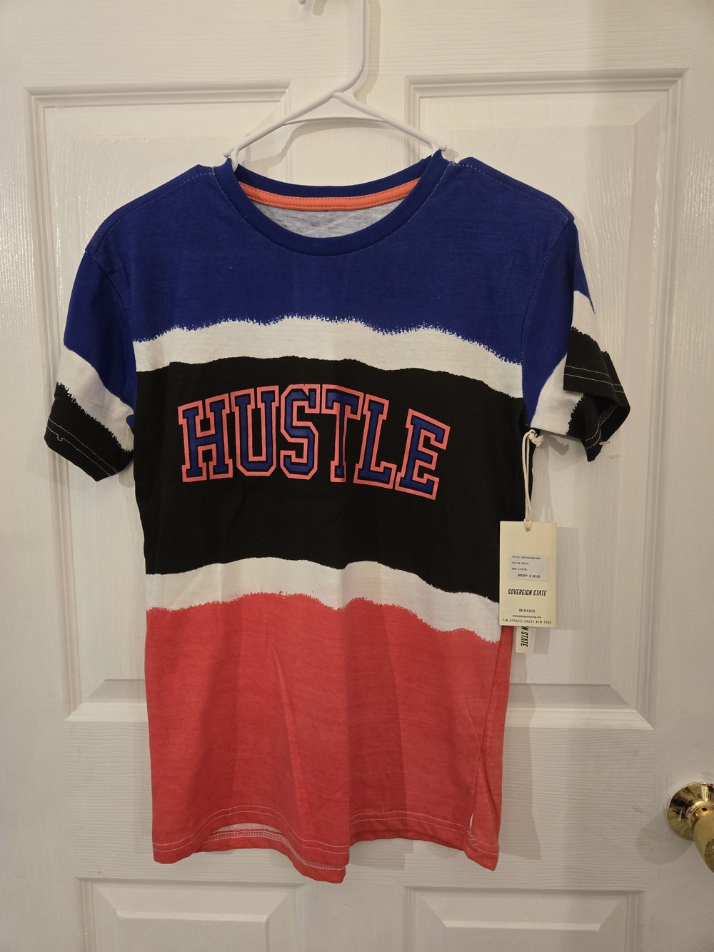 Sovereign Code HUSTLE Colorblock Tee - Blue/Black/Red